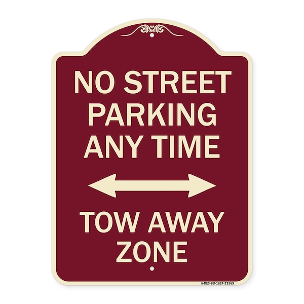 No Street Parking Anytime Tow Away Zone Heavy-Gauge Aluminum Sign, 24" x 18", BU-1824-23569